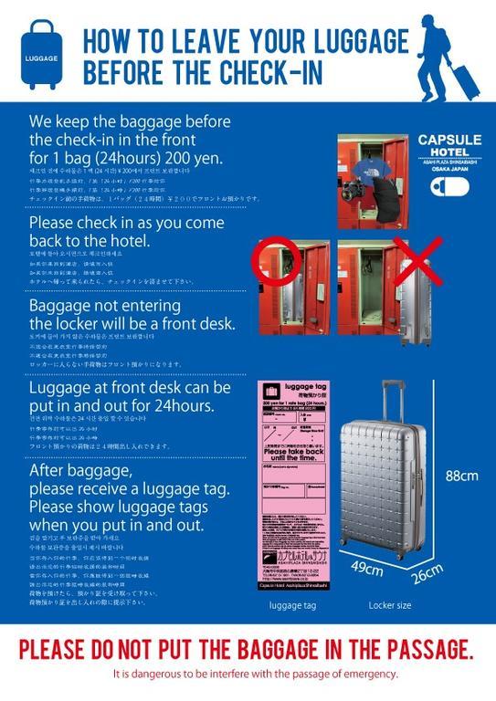 Capsule Hotel Asahi Plaza Shinsaibashi Osaka Exterior foto